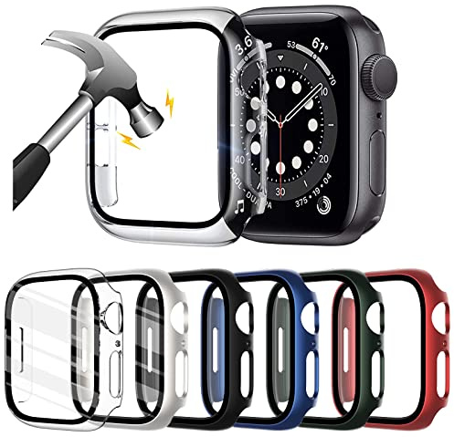 WINGLE Screen Protector for Apple watch 38mm 40mm 41mm 42mm 44mm 45mm 46mm | Full Protective Hard PC Bumper Sports Case for iWatch Series 11 10 9 8 7 6 5 4 3 2 1 SE for Man Women, 6-Pack
