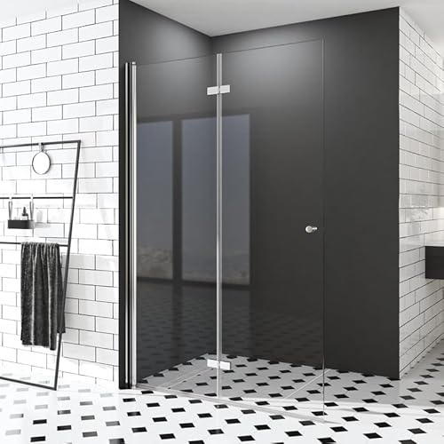 Duschwand 75x185 cm Walk In Dusche Falttür Begehbare Duschkabine Duschtrennwand 6mm ESG-Sicherheitsglas Nano Beschichtung