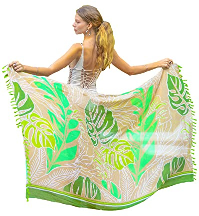 Mandala Life ART Cache Maillot De Bain Femme avec des Franges Vert Pareo Plage Mode Femmes Orientale Sexy XXL Longue Robe Jupe Tapisserie Foulard Écharpe Coton Sarong 180X110Cm