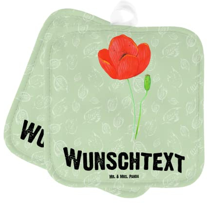 Mr. & Mrs. Panda Topflappen Bedrucken Blume Mohnblume - Personalisierte Geschenke, Motivation, Respekt, Mohn, Religion, Topfhandschuhe personalisiert, mit Namen, Blumen, Glaube