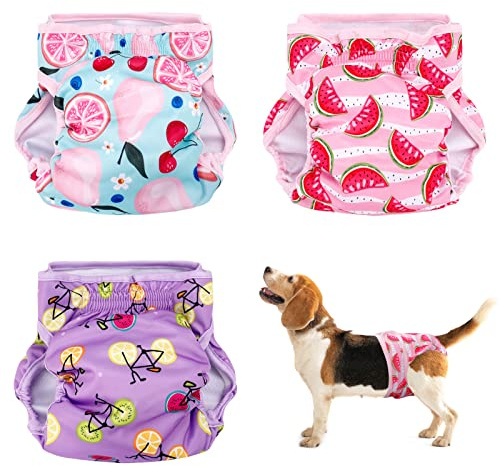 Heyu-LotusReusable Dog Nappies Female 3 Pack Period Pants (M, 38-48CM)