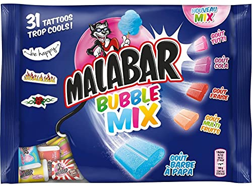MALABAR Bubble Mix - Sachet de 214g de bonbons mixtes pour une explosion de saveurs - Epicerie sucrée - Lot De 4 - Vendu Par Lot