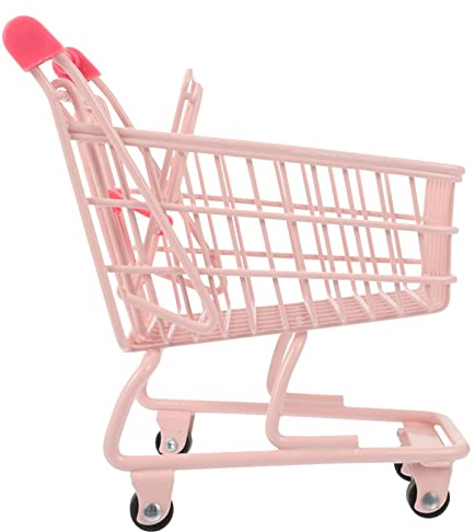 Toyvian Mini Caddie En Plastique Mini Shopping Handcart Jouet D’Imitation Pour Enfants Panier De Rangement Pour Fruits Cosmétiques Stylos Cartes Décor De Bureau 5.91X5.31X3.74in