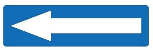 Left arrow blue background white arrow - 1mm flexible Plastic sign (300mm x 100mm)