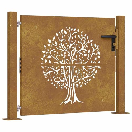 vidaXL Gartentor 100x100 cm Cortenstahl Baumdesign