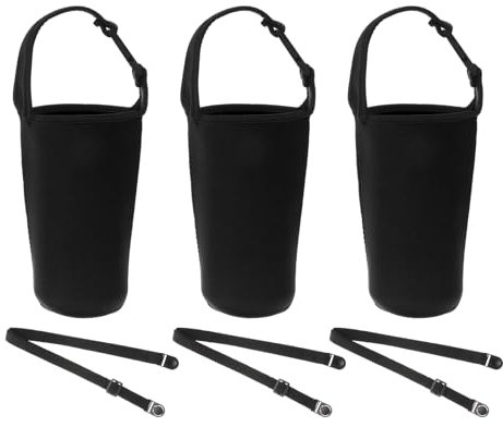 PATIKIL 30oz Tumbler Carrier Holders with Shoulder Strap, 3 Pack Reusable Neoprene Insulated Mug Drinks Water Bottle Cap Tumbler Carrier Pouch Protector, Black