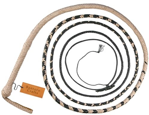Peitsche aus Känguruleder Flechtpeitsche aus Leder mit 16 Zöpfen robuster Peitschenbauch und Lederpolster innen Lautes Knallen der Peitsche Lederpeitsche für den Reitsport (6 Fuß (1,8 Meter))