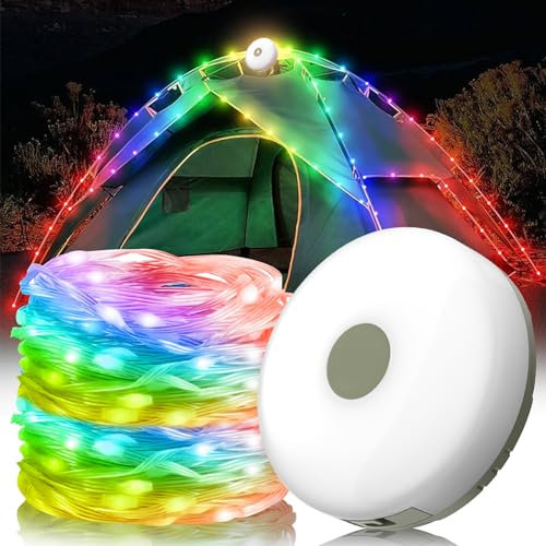 LED Lichterkette 2 In1 Lichterkette Innen & Außen Led Streifen, USB LED Lichterkette mit Wiederaufladbar Batterie, IP67 Wasserdicht Warmweiß Lichterketten Für Canmping, Party, Hochzeit (RGB 8M)