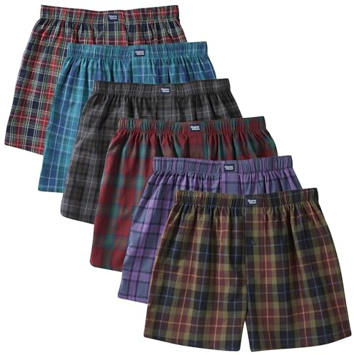 Charles Wilson Calzoncillo Tejido Bóxer de Hombre Paquete 6 Unidades (L, Tartan Check 88)