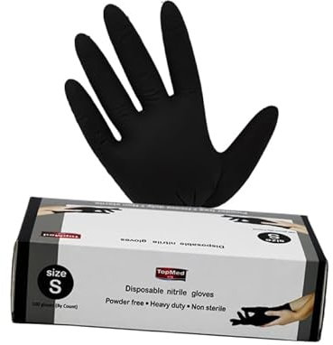 OPMED ETS - Guantes de nitrilo para limpieza del hogar, sin polvo, sin látex, no estériles, color negro, 100 unidades (XL)