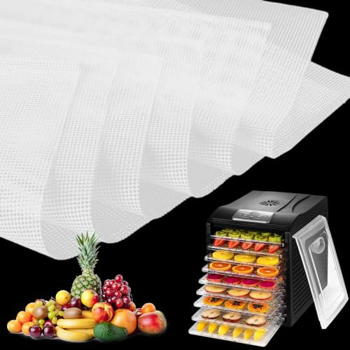 6 Stück Silikon Dehydrator Blätter, 35,6×35,6cm Quadratische Dörrfolie | Antihaft Lebensmittel Obst Dehydrator Matten, Silikon-Backmatten Blatt, BPA-Frei, Dampfgarer Netz Backmatte für Obsttrockner