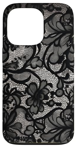 Schwarze Spitze, Vintage-Muster Hülle für iPhone 13 Pro