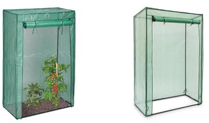 Relaxdays Tomatengewächshaus, Garten & Balkon & Gewächshaus für Tomaten 150 x 100 x 50 cm HxBxT, Schrägdach Foliengewächshaus mit PE Gitterfolie, grün
