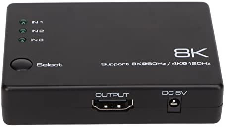 Commutateur HDMI 8K, Commutateur HDMI 3 en 1 Ultra HD 48Gbps avec Télécommande, pour pour Projecteur TV