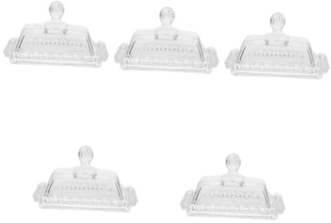 ABOOFAN 5 Pièces Mini Plateau De Bonbons À Dessert Plaque De Rangement Beurrier Pour La Maison Beurrier Clair Avec Couvercle Plat À Fromage Beurriers Récipient De Stockage De Beurre