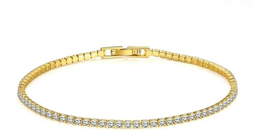 LWXLP Damarmband, 925 sterlingsilver, imitation, Moissanite, gul och vitguld, födelsedagssmycken, present, Sterlingsilver Metall Vitt guld