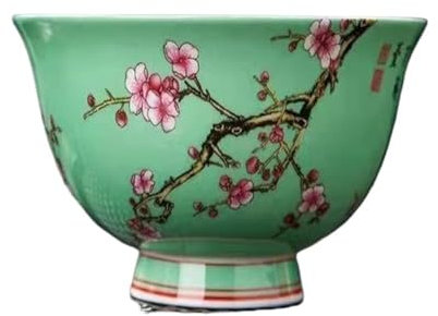 Porzellan im Hofstil Pastell-Porzellanschale, Porzellan im antiken chinesischen Palaststil, 16 cm, 6 Zoll, Keramik-Emaille-Schale, Retro-Palast-Pflaumen-Reisschale, hochwertige Emaille-Farbschale