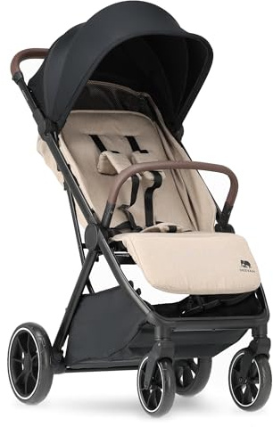 Deryan Luxury ROLO XL Travel Buggy - Birth up to 22 kg with Reclining Function - Compact Baby Pushchair (7.5kg) - One Hand Foldable, Sun Protection UPF 50+, Large Storage Basket - Nougat