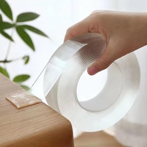 AYMBH Nano Double-Sided Reusable Adhesive Tape – Extra Strong 10m Transparent Washable, Waterproof, Traceless Sticky Tape – Heavy Duty Gel Tape for Home, Office, Car & Kitchen Use