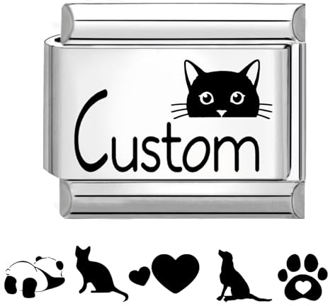 Jodimitty Personalisierte Italian Charm DIY Logo & Text, Edelstahl Silber Individuell Gravierter Charm, Personalisierte Geschenke, passt alle 9mm Armband