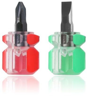 2Pcs Stubby Screwdrivers,Short Small Phillips Head Screwdriver Tool Set,Engineer Pocket Multi Angle Bit Screw Handle Tools,Hand Mini Draper,Drivers Demolition Right Torque Slotted Vessel for Worklight