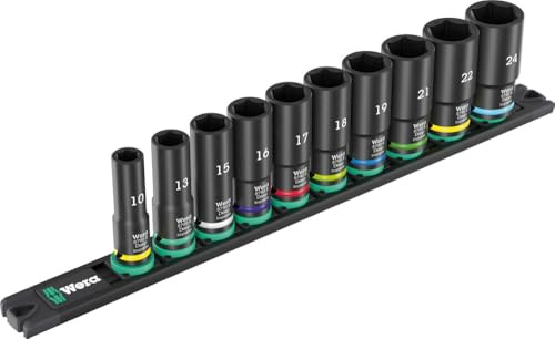 Wera 9660 Magnetic Rail B Impaktor Deep 1 Socket Set, 3/8 Drive, 10 Pieces