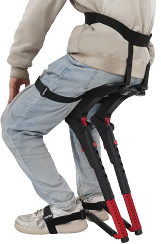 SuhoFutus Wearable Chair, Portable Chairless Chair with 330lbs Capacity, Outdoor Fishing Stool, Adjustable Height and Angle for Outdoor Work, Standing Professionals, Hikers, Black+Red