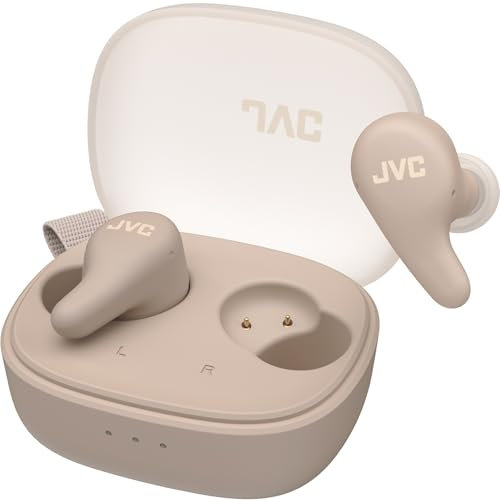 JVC HA-A23T-T Écouteurs True Wireless Gumy Premium avec Annulation du Bruit, Bluetooth 5.4, Mode sonore ambiant, 26 Heures d'autonomie et étui de Charge translucide, USB-C, Marron