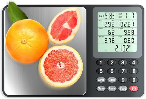 UNIWEIGH Balance de cuisine pour mesures de précision, balance alimentaire intelligente avec base de données alimentaires, calculatrice nutritionnelle, balance de pesage des aliments pour compter les