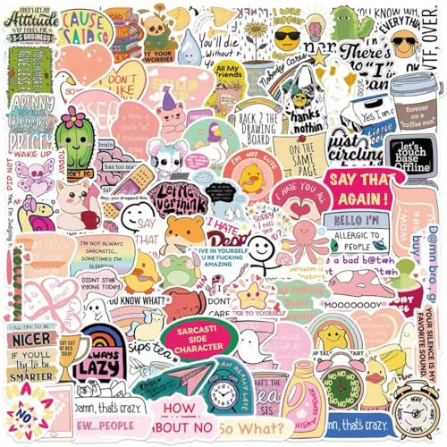 Funny Stickers for Adults - 100 PCS Waterproof Meme Stickers, Vinyl Water Bottle Stickers & Laptop Decals, Cute Gifts for Women, No Residue