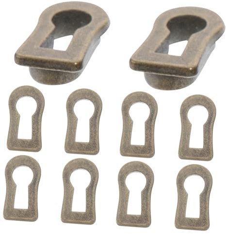 Piastra Decorativa Copri Serratura per Mobili, 10 Pezzi, Forma Ellittica | Lega di Zinco, Finitura Antica Semplice ed Elegante, per Cassetti e Fori Serratura