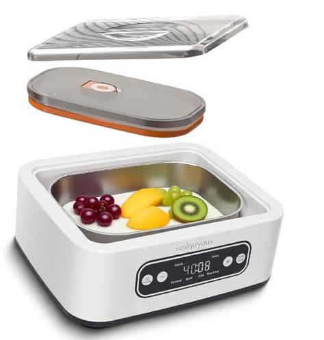 Genuine sealjoyous Yogurt Maker Machine with Adjust Temp(21°C-45°C/70°F-113°F)&Time(1-99h)304 Stainless Steel Inner Bowl(1.6 Quart) (Standard version)