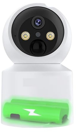 GUYSGNX Telecamere di sicurezza, Mini telecamera domestica wireless PTZ HD con monitoraggio automatico, batteria integrata da 5 MP, video sorveglianza di sicurezza per uso esterno(5MP camera 128G)