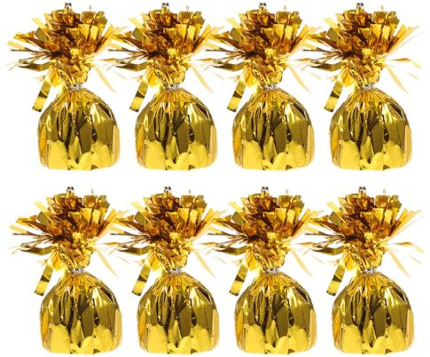 WHAMVOX Juego de 8 Contrapesos Dorados para Globos de Aluminio Accesorios para Decoración de Fiestas Bodas Cumpleaños y Centros de Mesa
