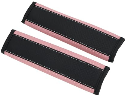 Partuto Negro Rosa Asiento Cinturón Funda Almohadilla Sintético Cuero 24cm Seguridad Cinturón Correa Cojín Hombro Acolchado 2Pcs
