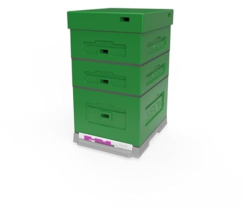 LYSON Bienenbeute Styropor Dadantbeute Dadant Blatt Beute OPTIMA Bienenstock-Set mit niedrigem Varroa-Kunststoffboden (DUNKELGRÜN) für die Selbstmontage (Passende Rahmen:47×43,5x30cm;47×43,5x15,9cm)