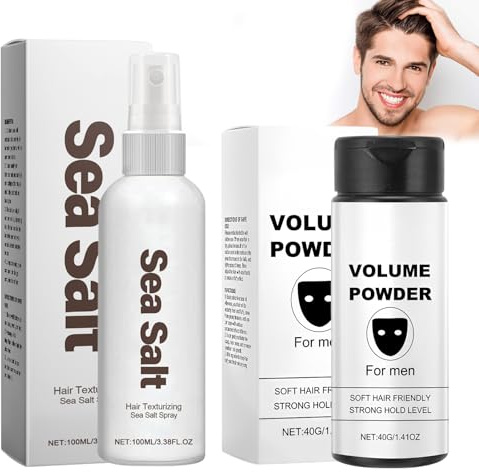 Polvos Texturizantes Pelo 40g + Polvos Texturizantes Pelo Hombre Spray 100ml, Polvo Hair Hombre, Fijación Duradera, Mejora la Textura y el Volumen