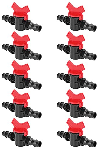 Cocoarm Vanne d'irrigation Barbelée 1/2 Pouce 10 Pièces Vanne de Contrôle d'eau Réglable pour Systèmes 'Irrigation Goutte à Goutte Connecteur de Tuyau 'arrosage Raccords en Plastique ABS