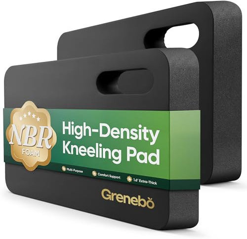 Grenebo Garten-Kniekissen aus hochdichtem NBR-Schaumstoff, 1,6 Zoll extra dickes Kniekissen für Gartenarbeit, ultraweiches Kniekissen für Gartenarbeit, Arbeit, Sport, 17,3 × 11 × 1,6 Zoll (1, Schwarz)