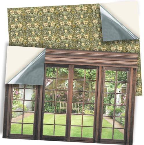 Stick & Go Repositionable Self Adhesive Dolls House Wallpaper 1:12 Scale (2 Sheets) - Feature Wall - French Windows - No. 180