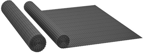 Outsunny 2Pcs Plastic Privacy Screening Fence, 1 m x 3 m Waterproof Windbreak Fence, UV-Resistant Garden Screening for Balcony, Terrace and Outdoor Use, Dark Grey