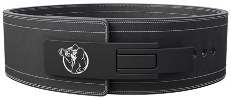 GORILLA SPORTS® Gewichthebergürtel aus Vollnarbenleder 10 mm | Schnellverschluss-Hebelmechanismus | Rückenstütze für Squats & Deadlifts | S, M, L, XL (L)