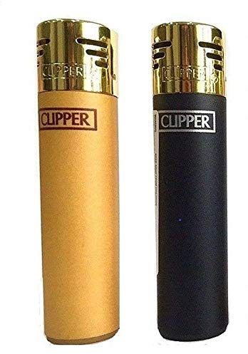 Clipper Black & Gold Electronic Lighters - Gas Lighter (Pack of 2)