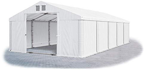 Das Company Lagerzelt 5x10m wasserdicht mit Bodenrahmen und Dachverstärkung weiß Zelt 560g/m² PVC Plane hochwertig Zelthalle Summer Plus SD - Faltpavillon - Gartenpavillon - Pavillon - Partyzelt