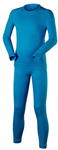FALKE unisex - barn Baslager Set Maximum Warm K Uw funktionellt garn snabbtorkande 1 del, Blå Osiris 6407, 134-140
