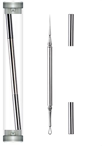 Milia Extracteur de points blancs et lancette professionnel pour le visage – Boucle circulaire à double extrémité et outil à boutons pointus – 2 en 1 pour enlever les points noirs et les imperfections