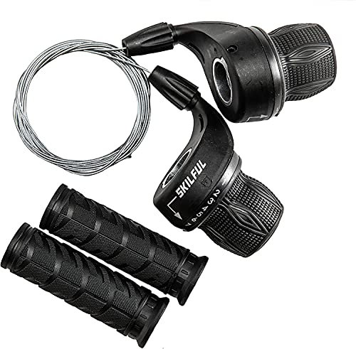 MEGHNA 1Pair 21 Speed Bicycle Shifter Twist Shifter Lever 3x7 Speed Grip Shift Mountain Bike Folding Bike Gear Grip Shift with Grips