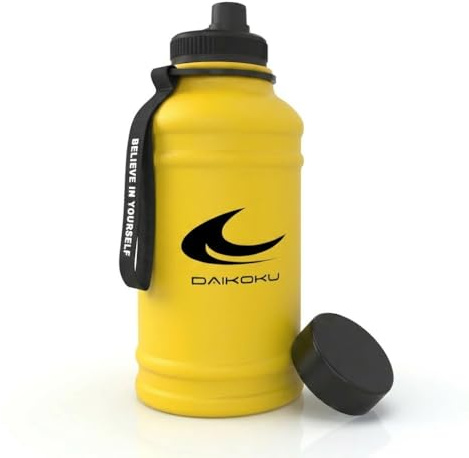 Daikoku Botella Térmica Acero Inoxidable 1,3L Antifugas | Frío 24h Calor 12h | Sin BPA Doble Pared | Termo Deportivo para Gimnasio Senderismo Viajes | Amarillo