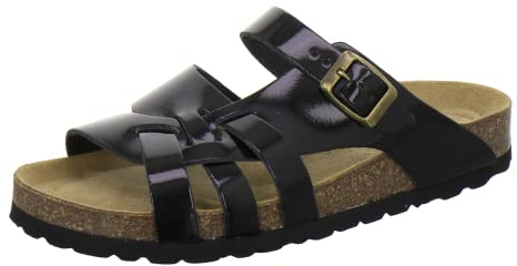 AFS-Schuhe 2122 Mules en cuir véritable, pantoufles de qualité supérieure, pour femmes, avec semelles Eva, fabriquées en Allemagne, Cuir laqué noir., 39 EU