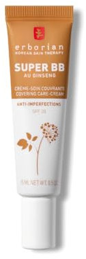 Erborian - Super BB Cream with Ginseng - High Coverage Tinted Face Care Anti-Imperfections - Complexion Corrector and Perfecter - Sun Protection SPF 20 - Korean Cosmetic - Caramel 15ml